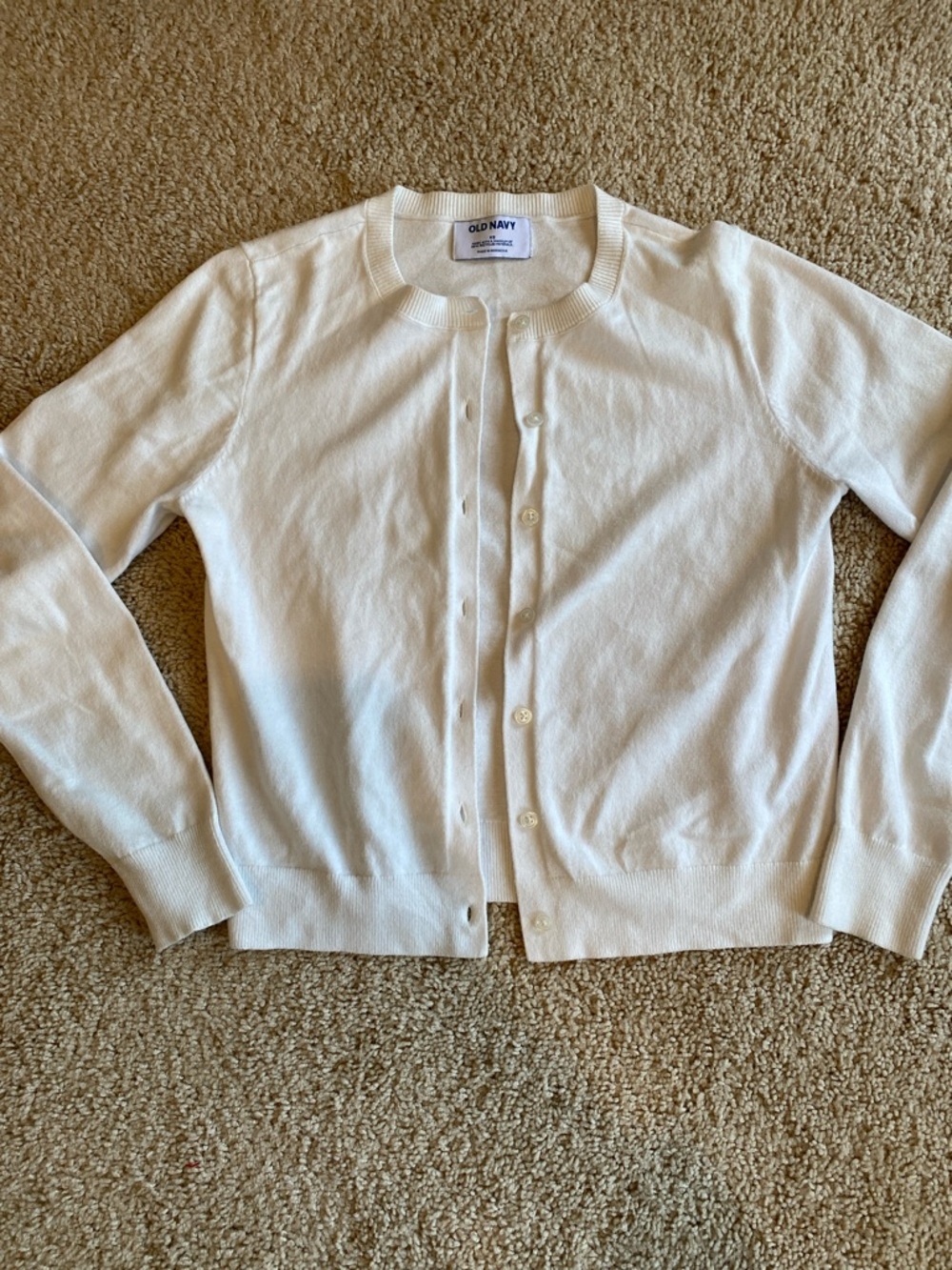 Old Navy Women's Ivory Button-Front Crewneck Cardigan